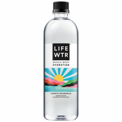 LIFEWTR® Purified with Electrolytes Premium Bottled Water Perspective: left