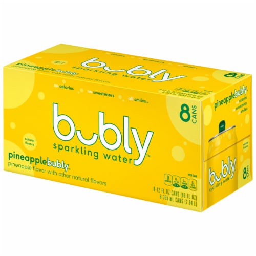 Bubly™ Pineapple Flavored Sparkling Water Cans Perspective: left