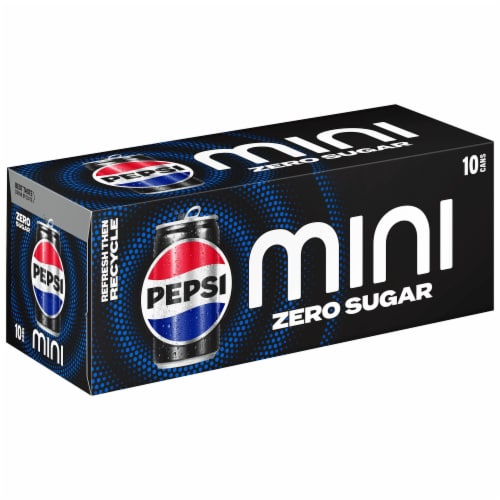 Pepsi Zero Sugar Soda Pop Mini Cans Perspective: left