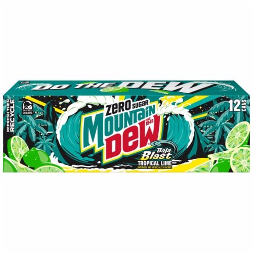 Mountain Dew® Baja Blast Zero Sugar Baja Blast Soda Cans Perspective: left