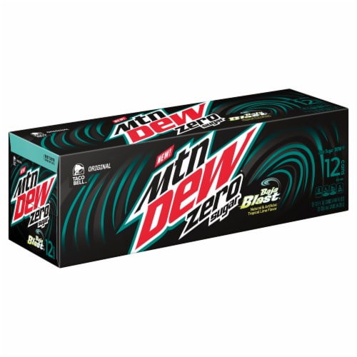 Mountain Dew® Baja Blast Zero Sugar Soda Cans Perspective: left