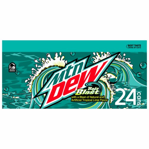 Mtn Dew Baja Blast Cans Perspective: left
