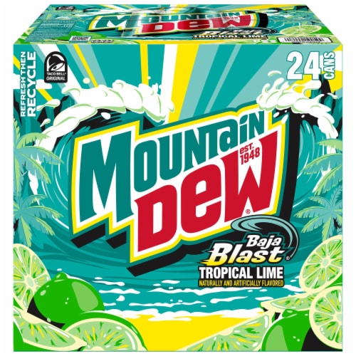 Mountain Dew® Baja Blast Soda Cans Perspective: left
