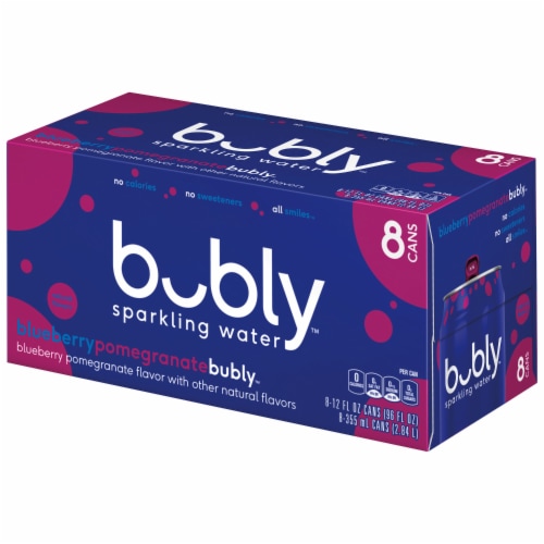 Bubly™ Blueberry Pomegranate Flavored Sparkling Water Cans Perspective: left