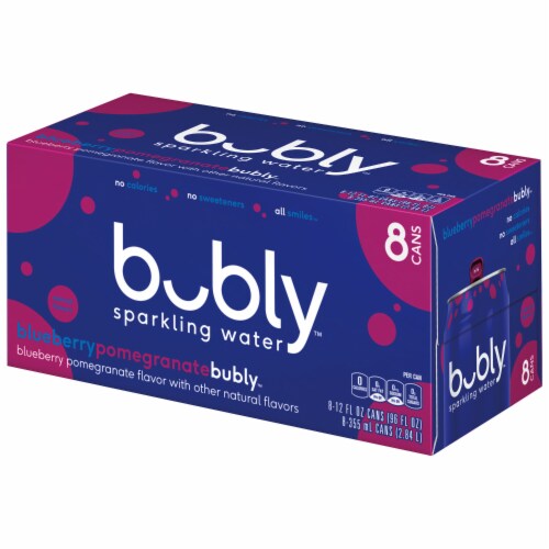 Bubly™ Blueberry Pomegranate Flavored Sparkling Water Cans Perspective: left