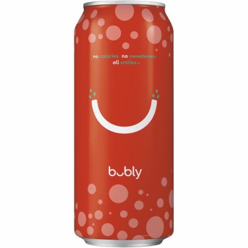 Bubly™ Strawberry Flavored Sparkling Water Can Perspective: left