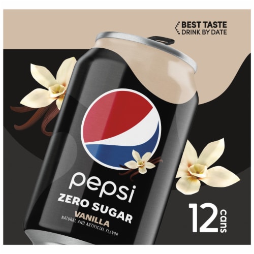 Pepsi Cola Zero Sugar Vanilla Soda Cans Perspective: left