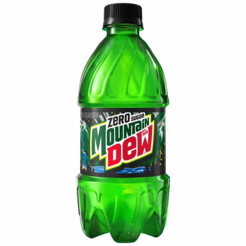 Mountain Dew Zero Sugar Soda Bottles Perspective: left
