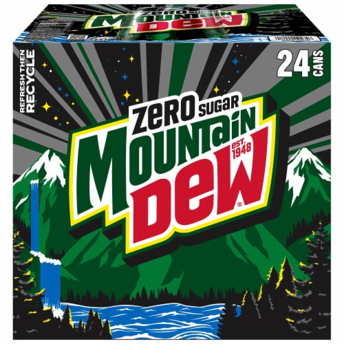 Mountain Dew Zero Sugar Soda 24 Pack Perspective: left