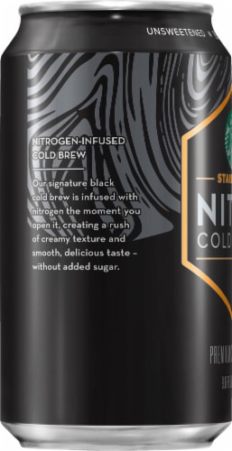 Starbucks® Premium Unsweetened Black Nitro Cold Brew Iced Coffee Can Perspective: left