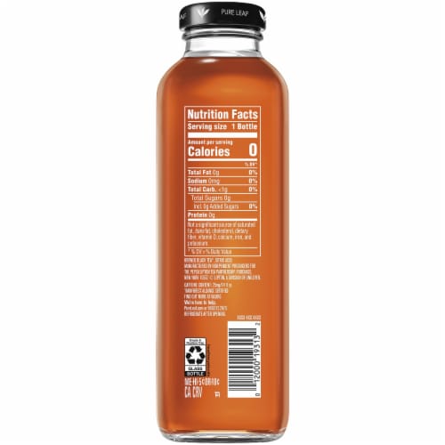 Pure Leaf Unsweetened Cold Brew Black Iced Tea Bottle Perspective: left