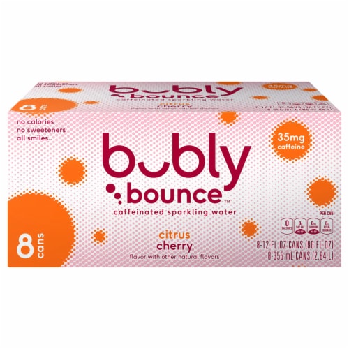 Bubly™ Bounce Caffeinated Citrus Cherry Flavored Sparkling Water Cans Perspective: left