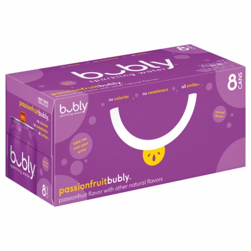 Bubly™ Passionfruit Flavored Sparkling Water Cans Perspective: left