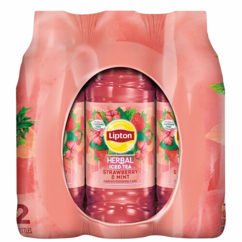 Lipton Herbal Strawberry & Mint Herbal Iced Tea Perspective: left