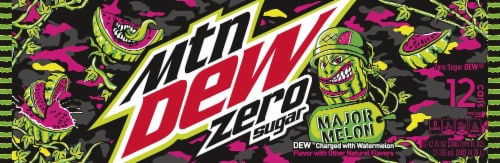 Mountain Dew® Zero Sugar Major Melon Soda Cans Perspective: left