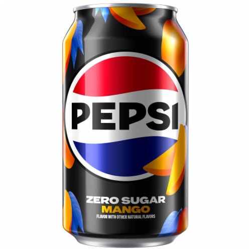 Pepsi Cola® Mango Zero Sugar Soda Cans Perspective: left
