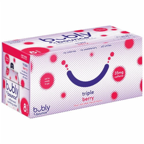 bubly Bounce Caffeinated Triple Berry Flavored Sparkling Water Perspective: left