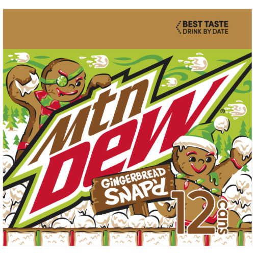 Mountain Dew Gingerbread Snap'd Soda Cans Perspective: left