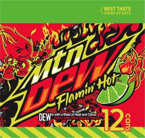 Mtn Dew® Flamin' Hot® Dew® Soda Cans Perspective: left