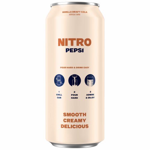 Pepsi Nitro Nitrogen Infused Cola Vanilla Draft Cola Perspective: left