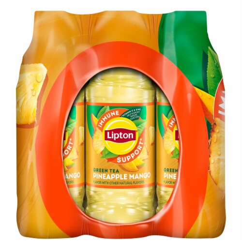 Lipton® Pineapple Mango Green Iced Tea Multipack Bottles Perspective: left