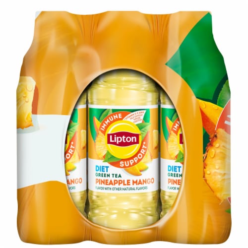 Lipton® Diet Pineapple Mango Green Iced Tea Multipack Bottles Perspective: left
