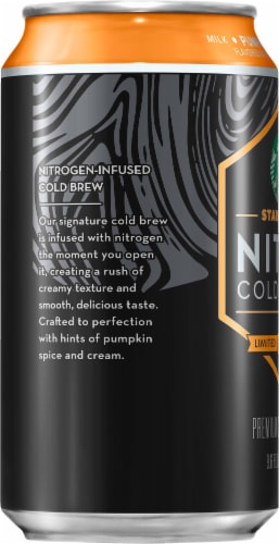 Starbucks Nitro Cold Brew Pumpkin Cream Premium Coffee Drink Perspective: left