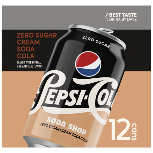 Pepsi Zero Sugar Cream Soda Cans Perspective: left