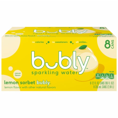 Bubly™ Lemon Sorbet Flavored Sparkling Water Cans Perspective: left
