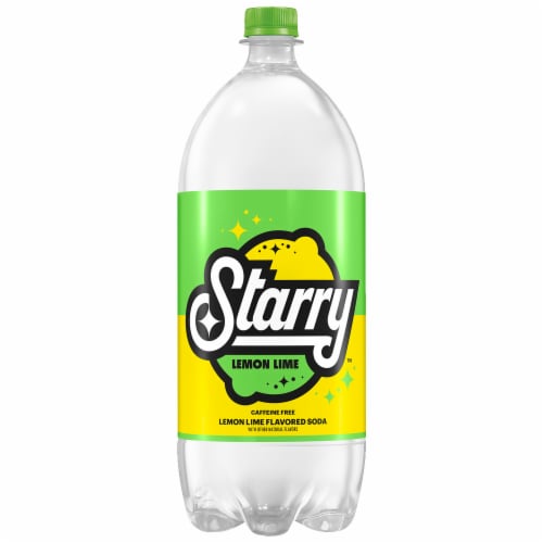 Starry™ Lemon Lime Caffeine Free Soda Bottle Perspective: left