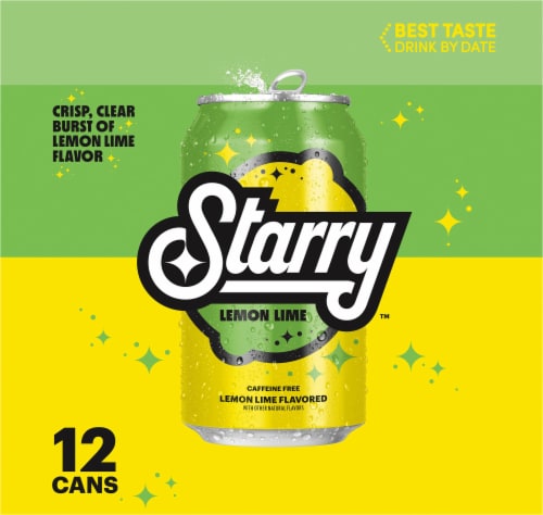 Starry™ Lemon Lime Caffeine Free Soda Cans Perspective: left