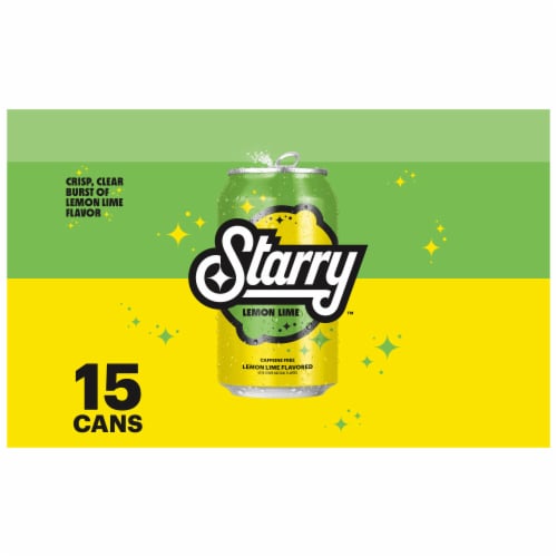 Starry Lemon Lime Flavored Soda Cans Perspective: left