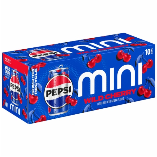 Pepsi Wild Cherry Cola Soda Pop Mini Cans Perspective: left