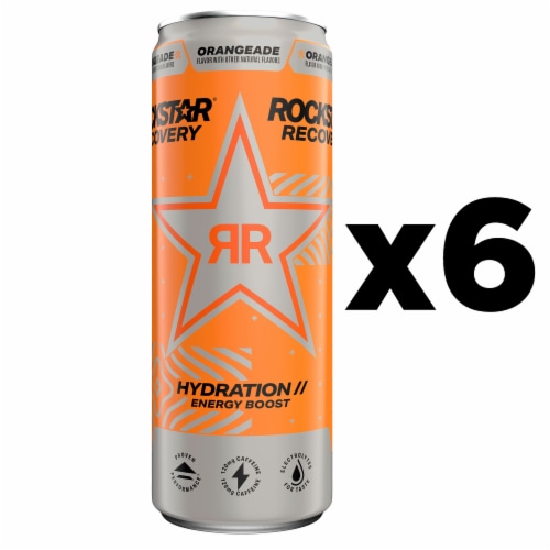 Rockstar Recovery Energy Drink Orangeade 12 Fl Oz 6 Count Perspective: left