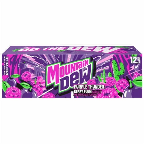 Mountain Dew® Purple Thunder Soda Cans Perspective: left