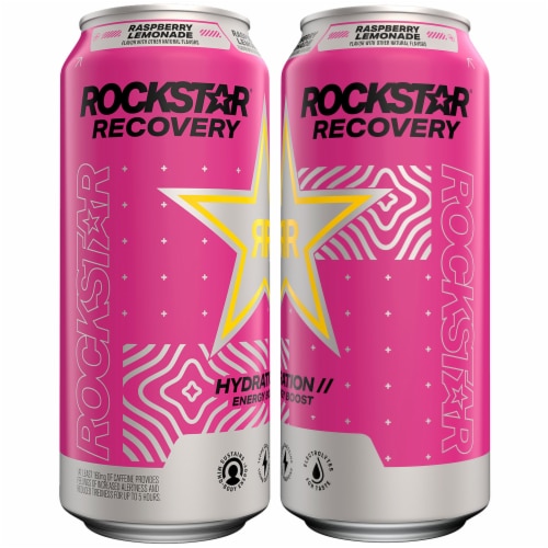 Rockstar Recovery Energy Drink Raspberry Lemonade 16 Fl Oz Perspective: left