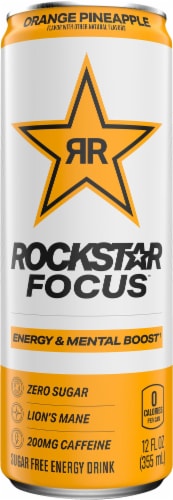 Rockstar® Focus Sugar Free Orange Pineapple Energy Drink Can Perspective: left