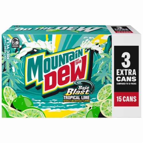 Mountain Dew® Baja Blast Soda Cans Perspective: left