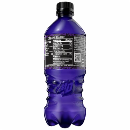 Mountain Dew Purple Thunder Zero Sugar Soda Bottle Perspective: left