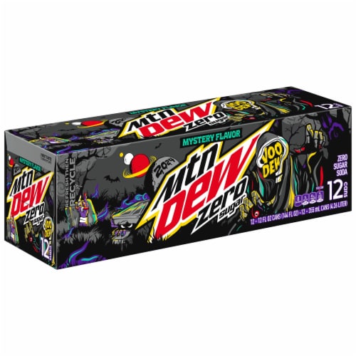 Mountain Dew Zero Sugar Voo Dew® Mystery Flavor Soda Cans Perspective: left