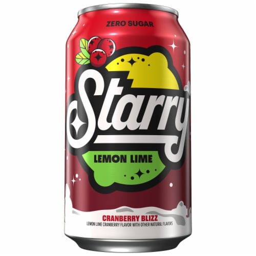 Starry® Zero Sugar Cranberry Blizz Soda Cans Perspective: left