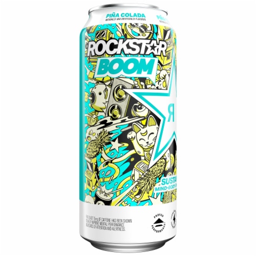 Rockstar® Boom Pina Colada Energy Drink Can Perspective: left