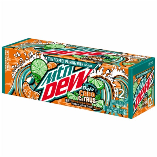 Mountain Dew® Baja Blast Cabo Citrus Soda Cans Perspective: left