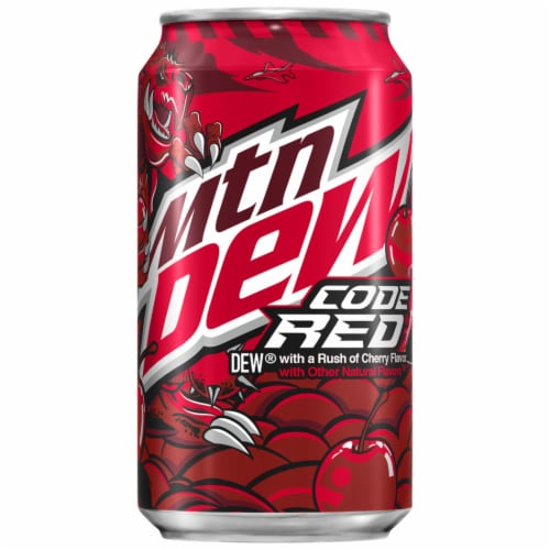 Mountain Dew® Code Red Soda Cans Perspective: left