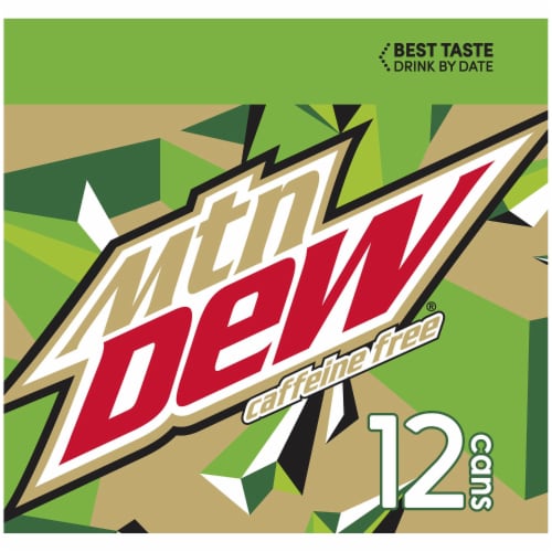 Mountain Dew Caffeine Free Soda Can Perspective: left