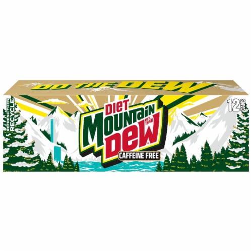 Diet Mountain Dew Caffeine Free Soda Cans Perspective: left