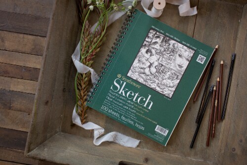 Strathmore® Recycled Sketch Spiral 9 x 12 in Paper Pad Perspective: left