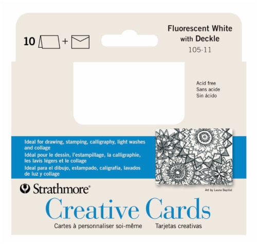 Strathmore Creative Cards Blank Cards - Fluorescent White Deckle Perspective: left