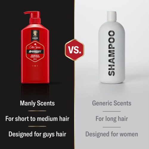 Old Spice Men's 2 in 1 Shampoo and Conditioner, Swagger Perspective: left