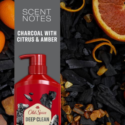 Old Spice Deep Clean Shampoo for Men with Charcoal Fresh and Clean Scent Perspective: left